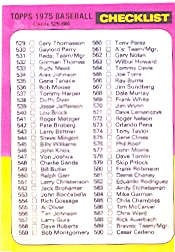 1975 Topps Baseball Cards      646     Checklist: 529-660